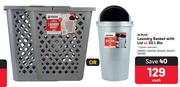 Alpas Laundry Basket With Lid Or 50L Bin-Each