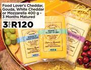 Food Lover's Cheddar, Gouda, White Cheddar Or Mozzarella-For 3 x 400g