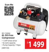 Ryobi 6L Oil Free Compressor RC-1506N