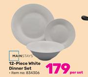 Mainstays 12 Piece White Dinner Set-Per Set