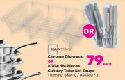 Mainstays Chrome Dishrack Or Koga 16 Pieces Cutlery Tube Set Taupe-Each