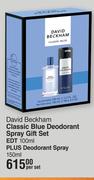 David Beckham Classic Blue Deodorant Spray Gift Set EDT-100ml Per Set