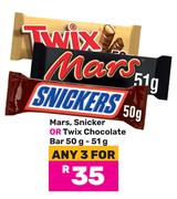 Mars, Snicker Or Twix Chocolate Bar-For 3 x 50g-51g