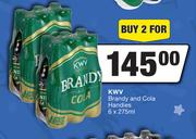 KWV Brandy & Cola Handies-For 2 x 6 x 275ml