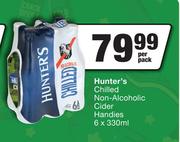 Hunter's Chilled Non Alcoholic Cider Handies-6 x 330ml Per Pack