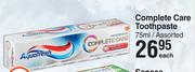 Aquafresh Complete Care Toothpaste Assorted-75ml Each