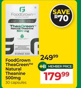 Food Grown Thea Green Natural Theanine 500mg 30 Capsules