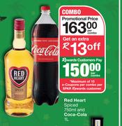 Red Heart Spiced 750ml & Coca Cola 1L-Per Combo