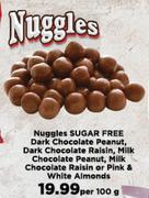 Nuggles Sugar Free Dark Chocolate Peanut-Per 100g