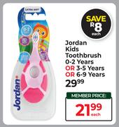 Jordan Kids Toothbrush 0-2 Years Or 3-5 Years Or 6-9 Years