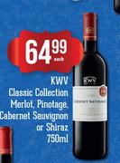 KWV Classic Collection Merlot, Pinotage, Cabernet Sauvignon Or Shiraz-750ml Each