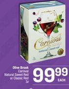 Olive Brook Carnival Natural Sweet Red Or Classic Red-3Ltr Each
