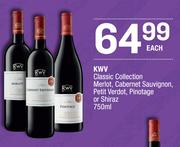 KWV Classic Collection Merlot,Cabernet Sauvignon,Petit Verdot,Pinotage Or Shiraz-750ml Each