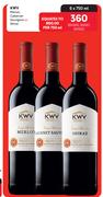 KWV Merlot, Cabernet Sauvignon Or Shiraz-6 x 750ml