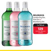 Belgravia London Dry Gin, Pink Gin Or Blackberry Gin-750ml