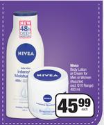 Nivea Body Lotion Or Cream For Men Or Women (Assorted Excl. Q10 Range)-400ml Each