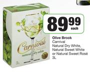 Olive Brook Carnival Natural Dry White,l Sweet White, Natural Sweet White, Natural Sweet Rose-3L EA