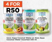 Coco Aqua Coconut Water Or Aloe Aqua Coconut Water Assorted-For 4 x 330ml