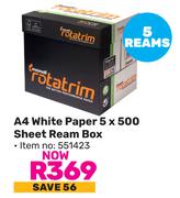 Mondi Rotatrim A4 White Paper 5 x 500 Sheet Ream Box