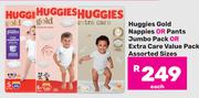  Huggies Gold Nappies Or Pants Jumbo Pack Or Extra Care Value Pack Assorted Sizes-Each