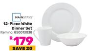 Mainstays 12 Piece White Dinner Set