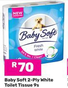 Baby Soft 2 Ply White Toilet Tissue-9s