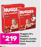 Huggies Dry Comfort Nappies Jumbo Pack Assorted Sizes-Each