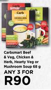 Carbsmart Beef & Veg, Chicken & Herb, Hearty Veg Or Mushroom Soup-For Any 3 x 68g