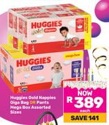 Huggies Gold Nappies Giga Bag Or Pants Mega Box Assorted Sizes-Each