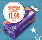 Blue Ribbon Duo High Fibre White Bread-700g Each