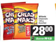 Willards Cheasnaks Assorted-For 2 x 135g