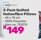Mainstays 2-Pack Quilted Hollowfibre Pillows
