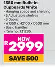 1350mm Built-In Cupbaords (White)