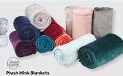 Always Home Plush Mink Blankets 150cm X 180cm-Each