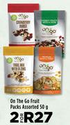 On The Go Fruit Packs Assorted-For 2 x 50g