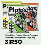 Plato's Mature Cheddar, Jalapeno Chutney Or Smoked BBQ Flavoured Grain Crisps-For 3 x 125g
