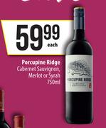 Porcupine Ridge Cabernet Sauvignon, Merlot Or Syrah-750ml Each