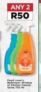 Food Lover's Bathroom, Window Or Kitchen Cleaner Spray-For 2 x 750ml