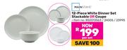Mainstays 12 Piece White Dinner Set Stackable Or Coupe-Per Set