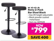 Koga Remy 2 Pack Bar Stool Black