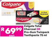 Colgate Total Charcoal Or Pro Gum Twinpack Toothpaste-75ml Each