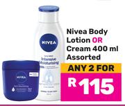 Nivea Body Lotion Or Cream Assorted-For 2 x 400ml