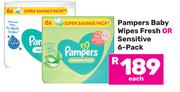Pampers Baby Wipes Fresh Or Sensitive 6 Pack-Each