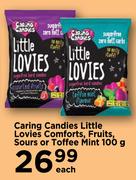 Caring Candies Little Lovies Comforts, Fruits, Sours Or Toffee Mint-100g Each 