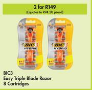 Bic 3 Easy Triple Blade Razor 8 Cartridges-For 2
