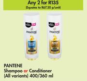 Pantene Shampoo Or Conditioner (All Variants)-For 2 x 400/360ml