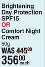 Cetaphil Brightening Day Protection SPF15 Or Comfort Night Cream 50g-Each