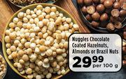 Nuggles Chocolate Coated Hazelnuts, Almonds Or Brazil Nuts-Per 100g