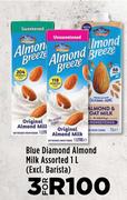 Blue Diamond Almond Milk Assorted-For 3 x 1L