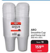 Aro Smoothie Cup & Dome Lid-350ml x 50's Each